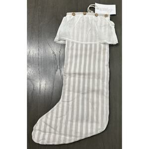 Well Dressed Wolf Silver Stripe Holiday Christmas Stocking NEW NWT